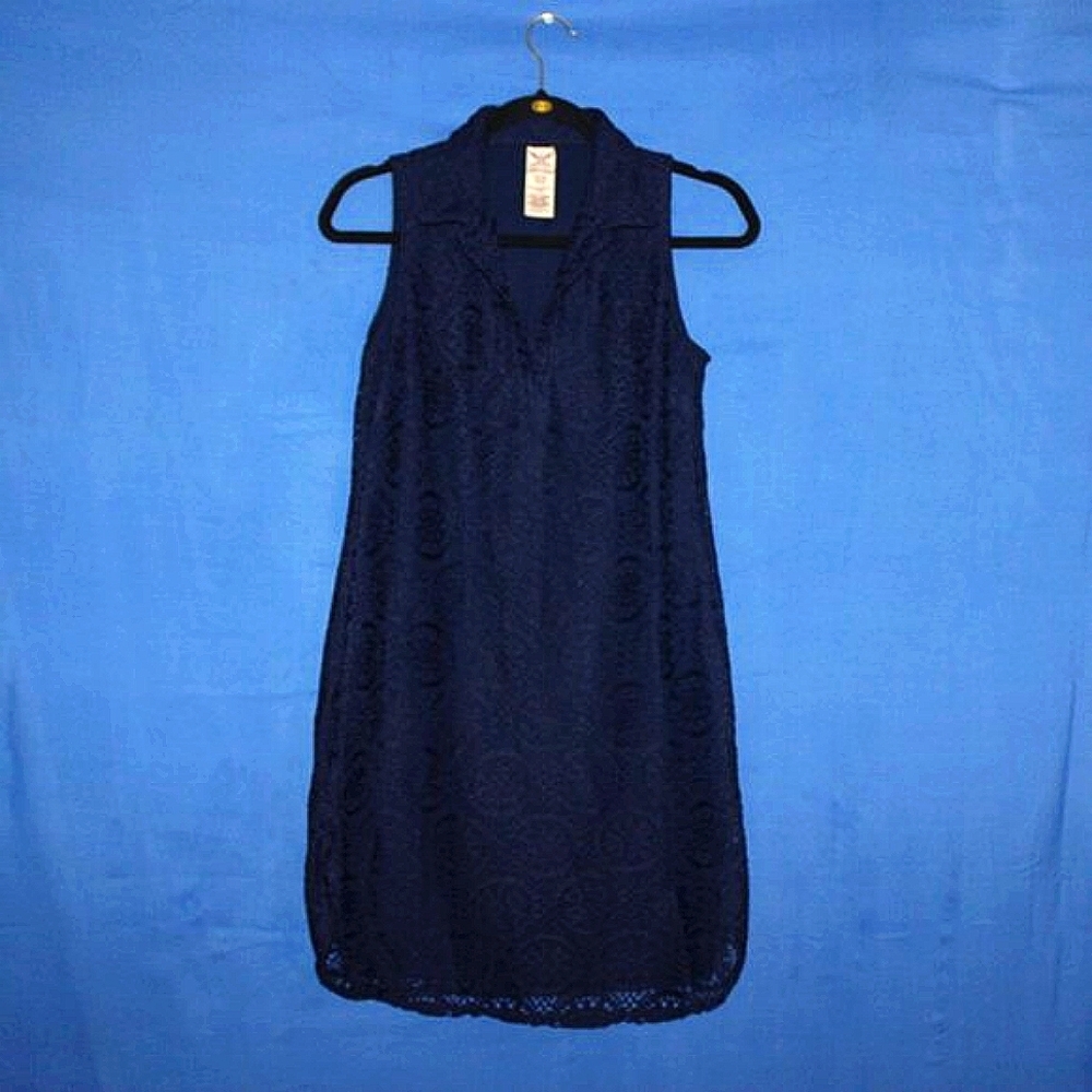Faded Glory Navy Blue Lace Overlay Dress S (4-6)